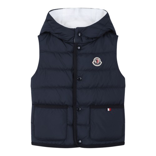 Moncler Navy Hooded Down Vest.