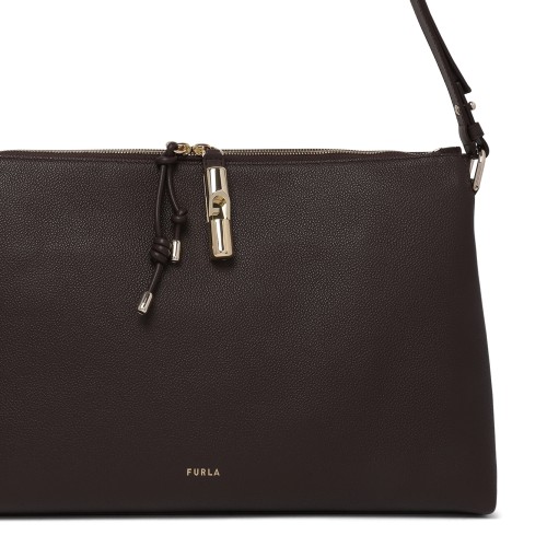 Furla Dark Brown Leather Shoulder Bag.