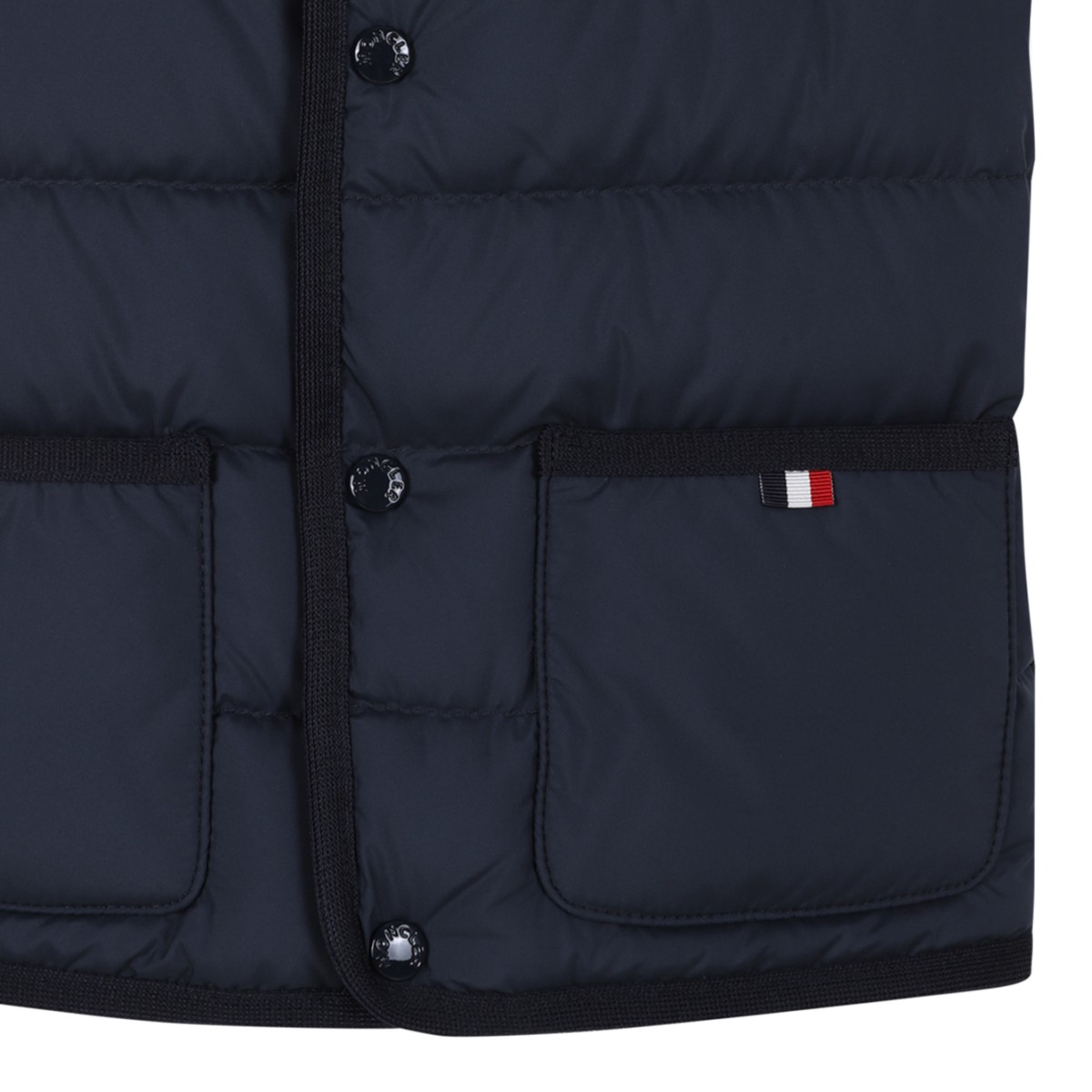Moncler Navy Hooded Down Vest.