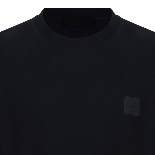 Stone Island Navy Cotton Logo T-Shirt.