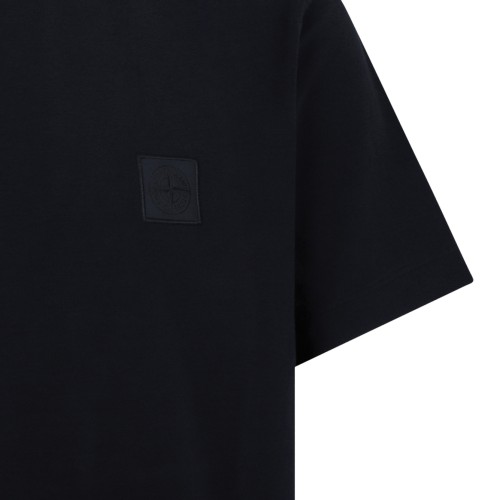 Stone Island Navy Cotton Logo T-Shirt.