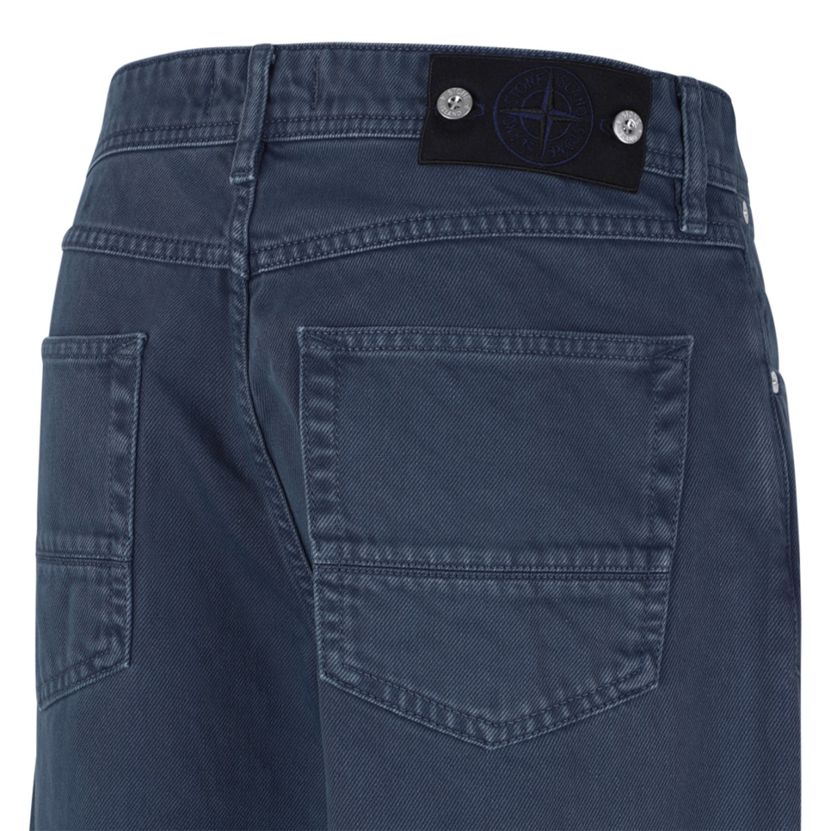 Stone Island Blue Cotton Tapered Trousers. 