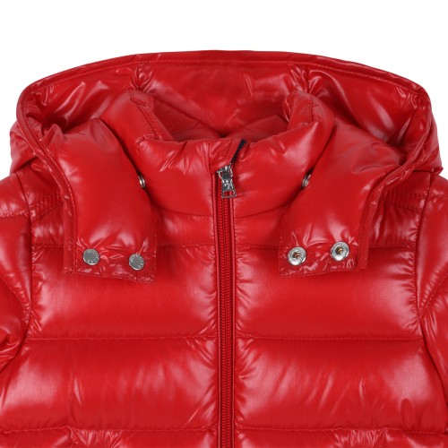 Moncler Red Hooded Down Jacket.