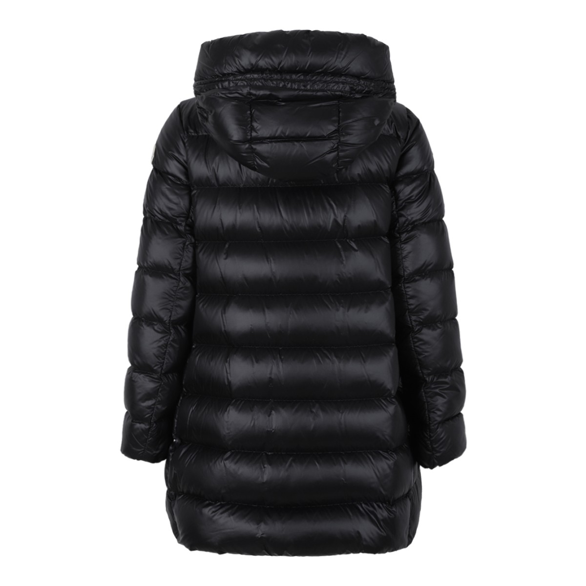 Moncler Black Hooded Down Coat.