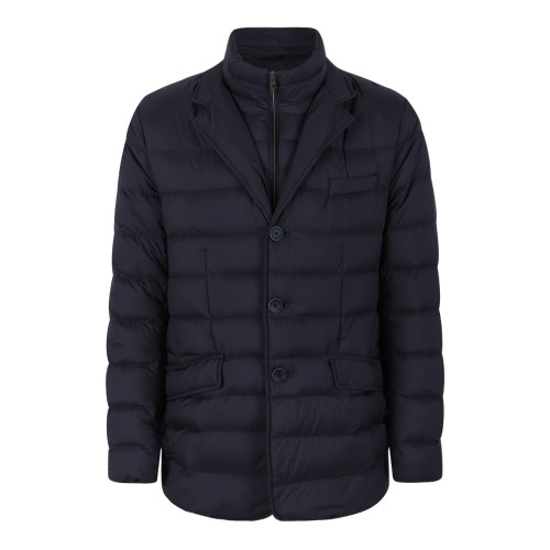 Herno Navy Quilted Down Blazer.