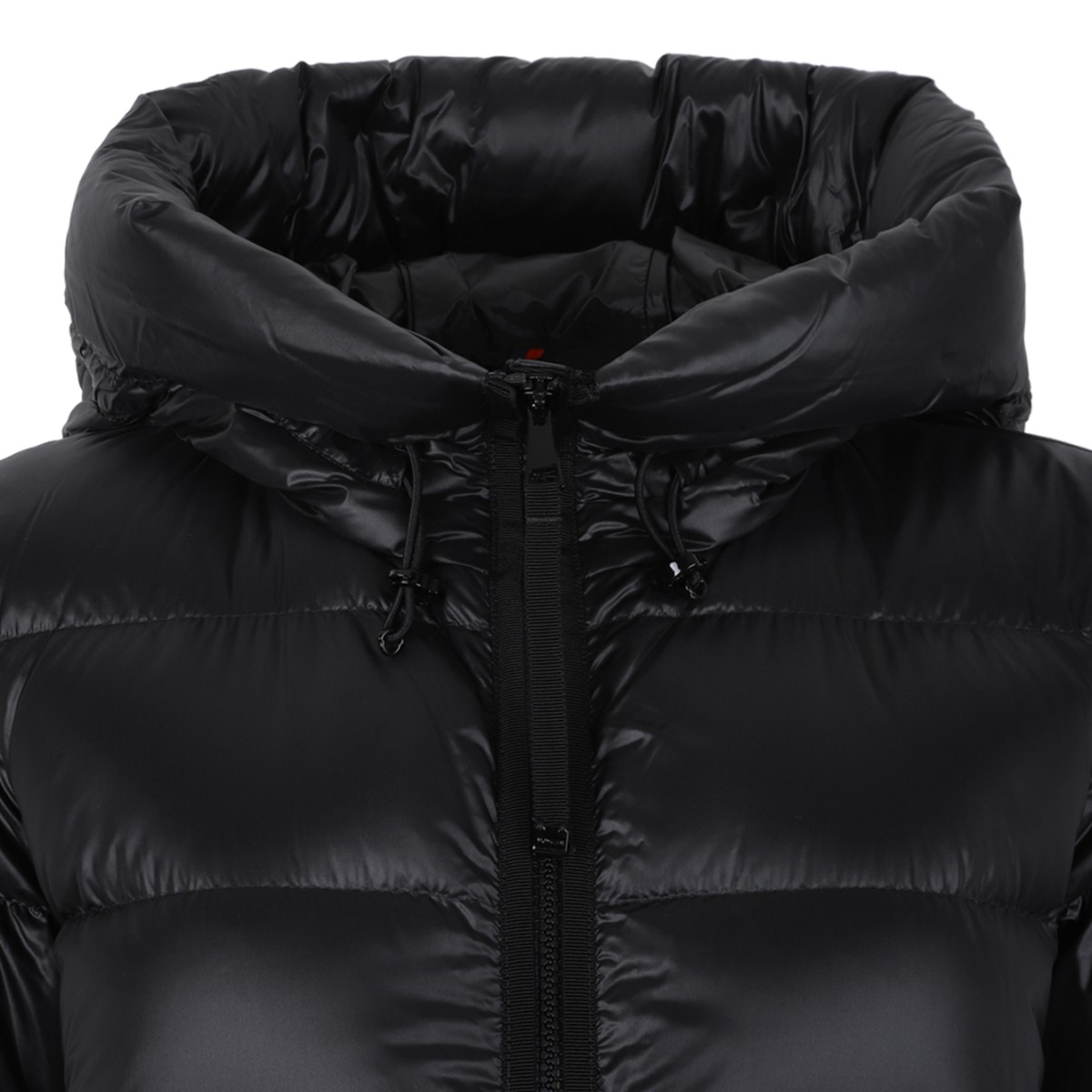 Moncler Black Hooded Down Coat.