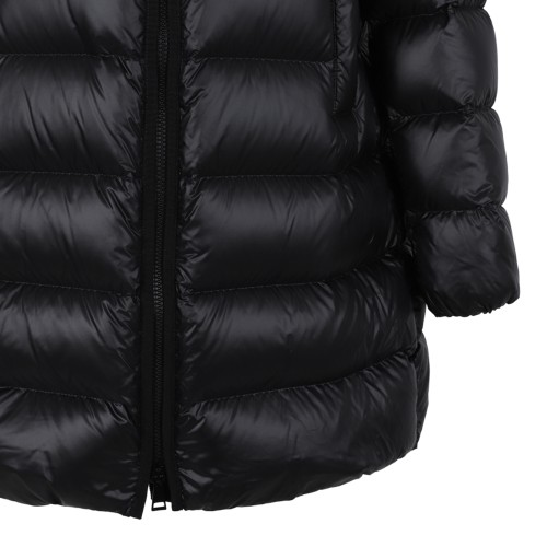 Moncler Black Hooded Down Coat.