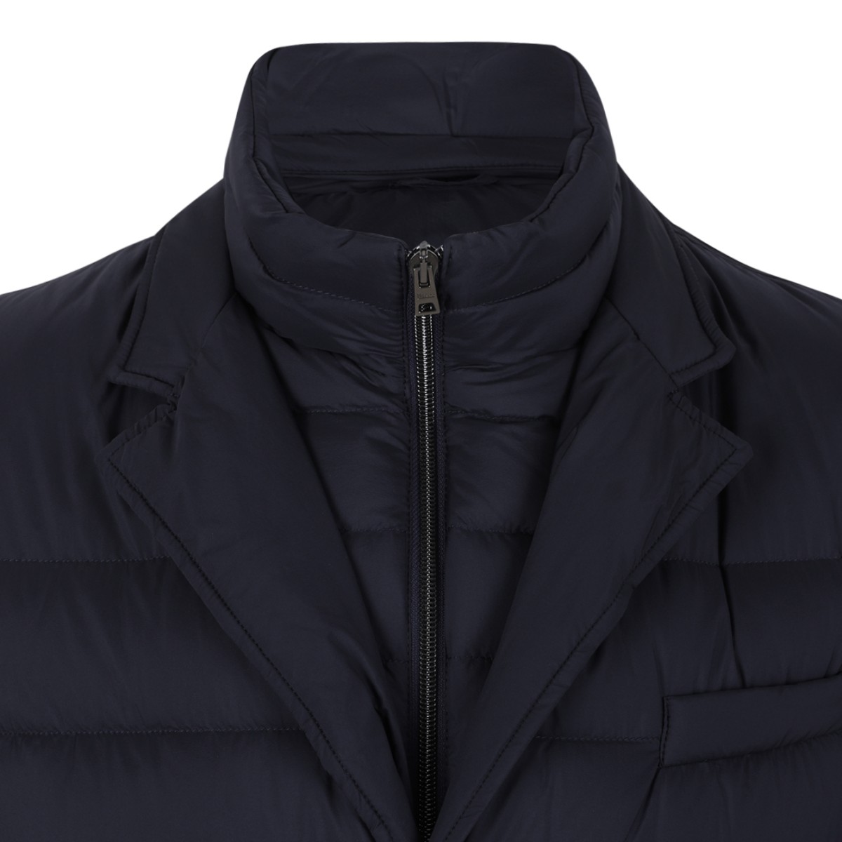 Herno Navy Quilted Down Blazer.