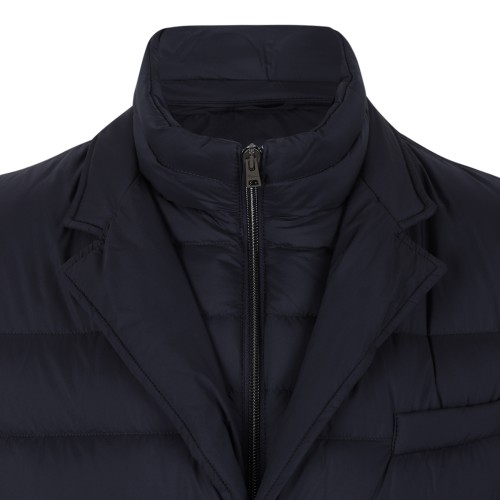 Herno Navy Quilted Down Blazer.