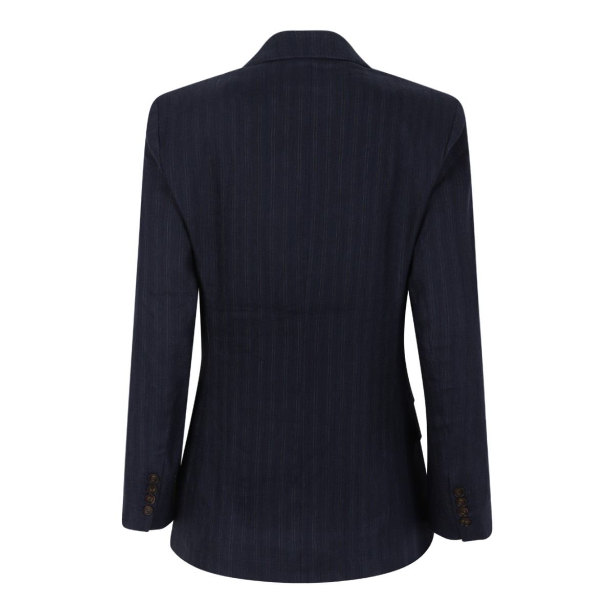 Anine Bing Navy Pinstripe Double-Breasted Blazer.