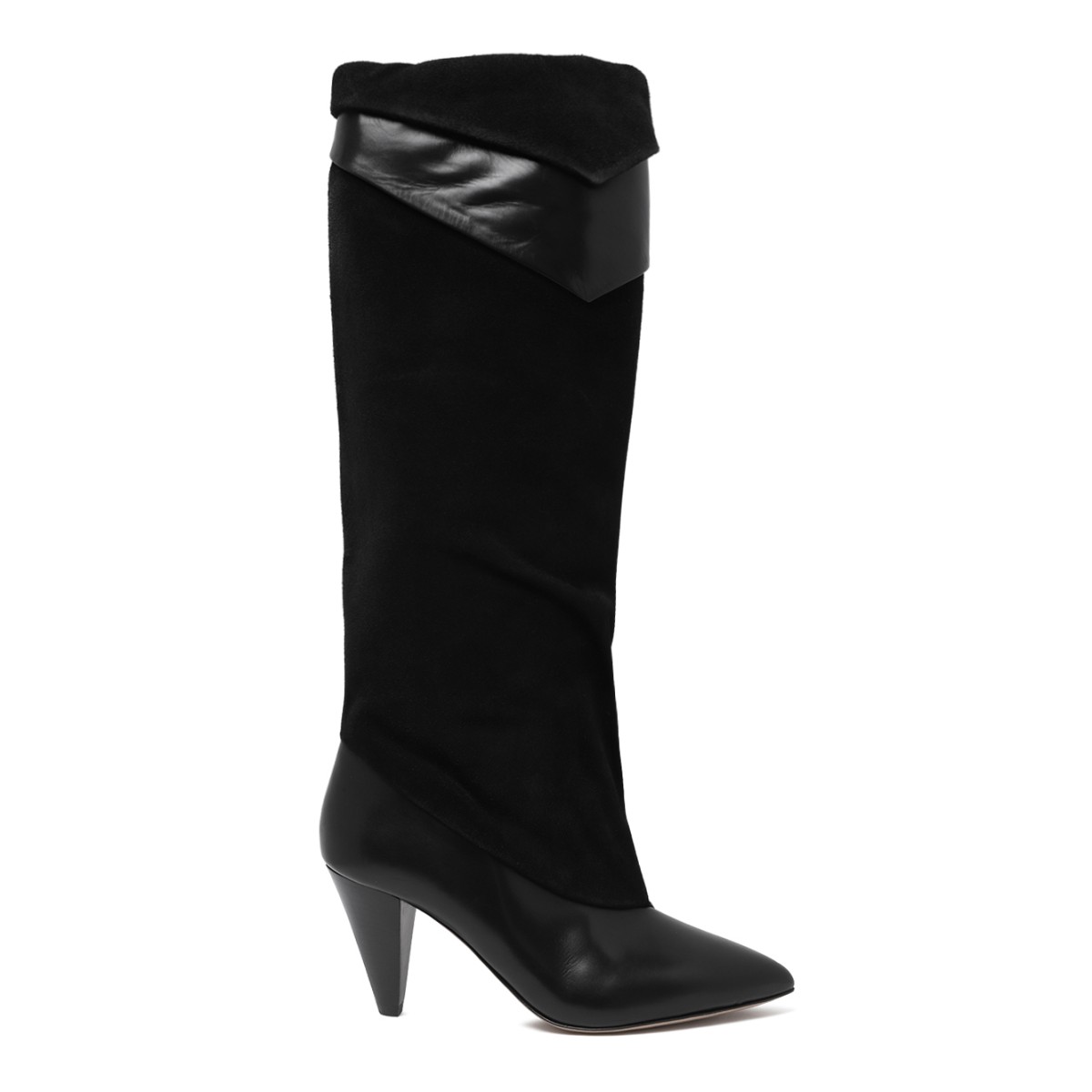 Isabel Marant Black Leather Knee-High Boots.
