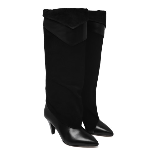 Isabel Marant Black Leather Knee-High Boots. 2