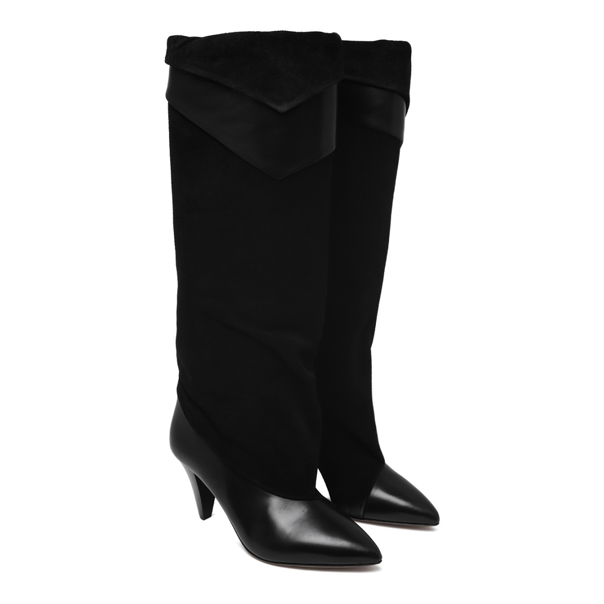 Isabel Marant Black Leather Knee-High Boots.