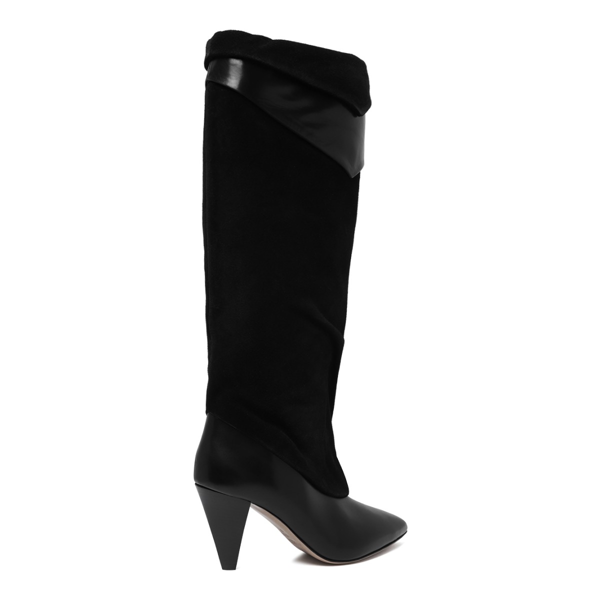 Isabel Marant Black Leather Knee-High Boots.