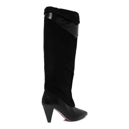 Isabel Marant Black Leather Knee-High Boots.