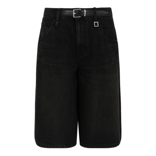 Wooyoungmi Black Denim Wide-Leg Bermuda Shorts.