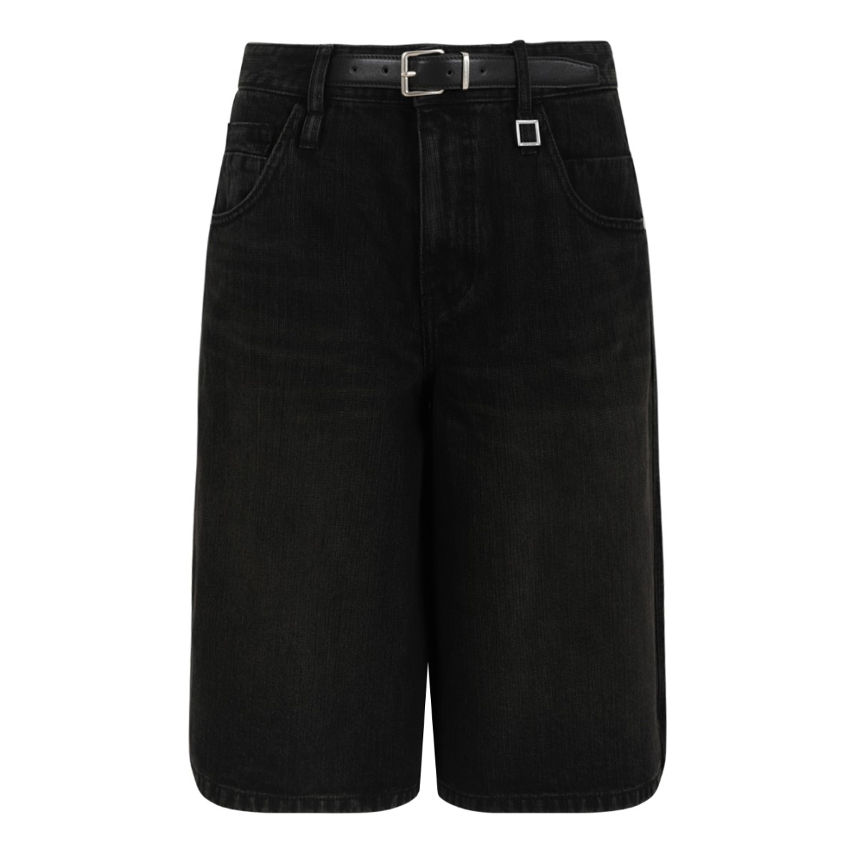 Wooyoungmi Black Denim Wide-Leg Bermuda Shorts.