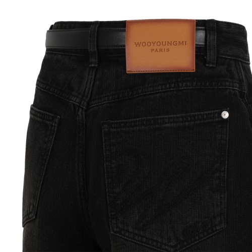 Wooyoungmi Black Denim Wide-Leg Bermuda Shorts.