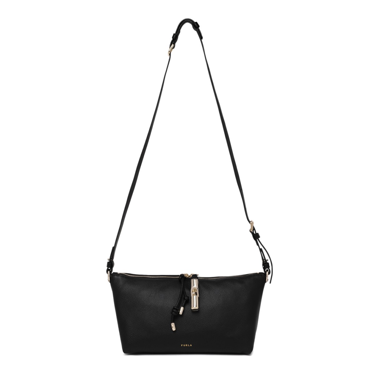 Furla Black Leather Shoulder Bag.