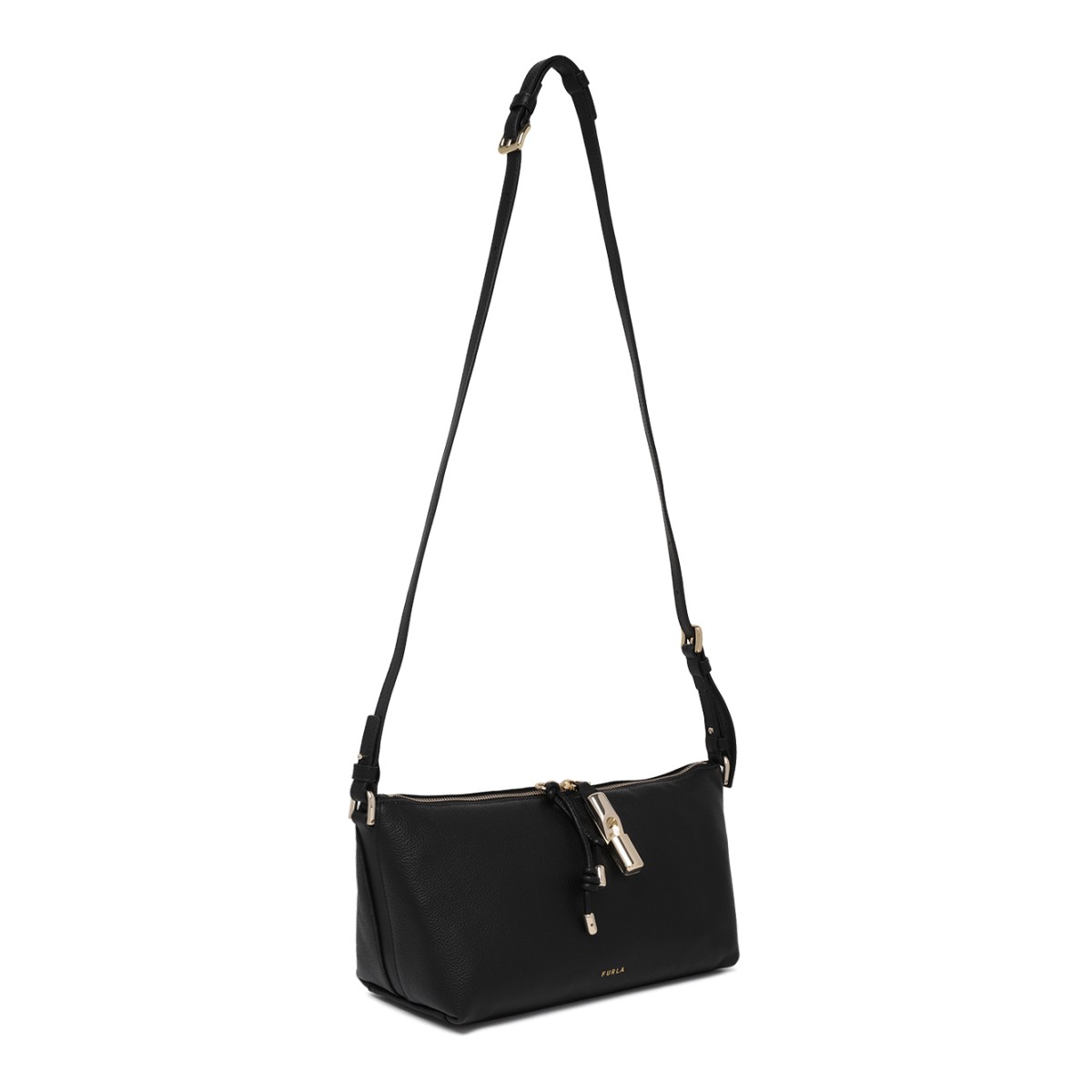 Furla Black Leather Shoulder Bag.