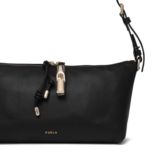 Furla Black Leather Shoulder Bag.