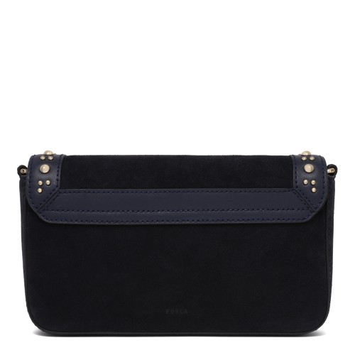 Furla Black Suede Studded Shoulder Bag. 2