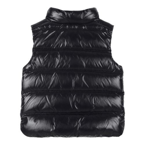 Moncler Black Glossy Down Vest. 2