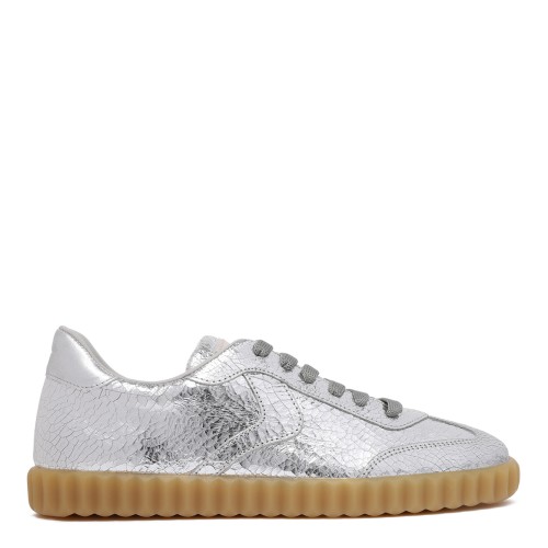 Voile Blanche Silver Metallic Leather Sneakers.