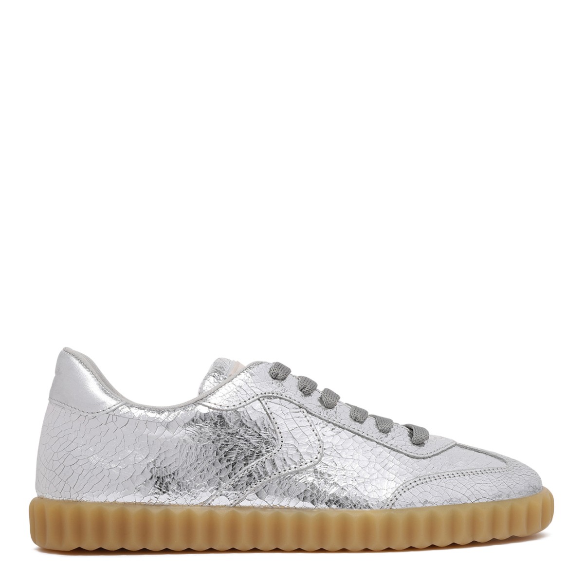 Voile Blanche Silver Metallic Leather Sneakers.