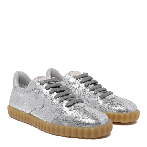Voile Blanche Silver Metallic Leather Sneakers. 2