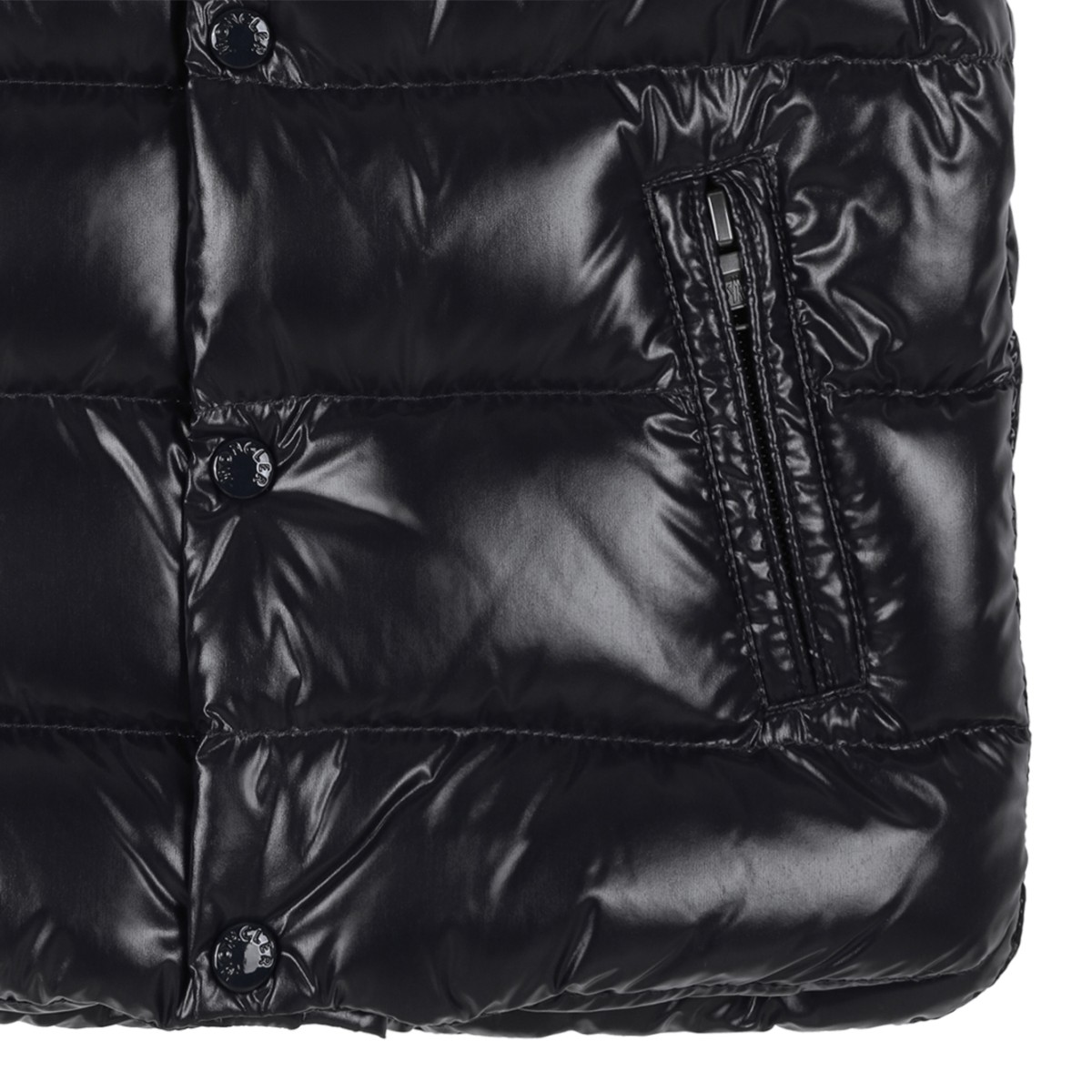 Moncler Black Glossy Down Vest.