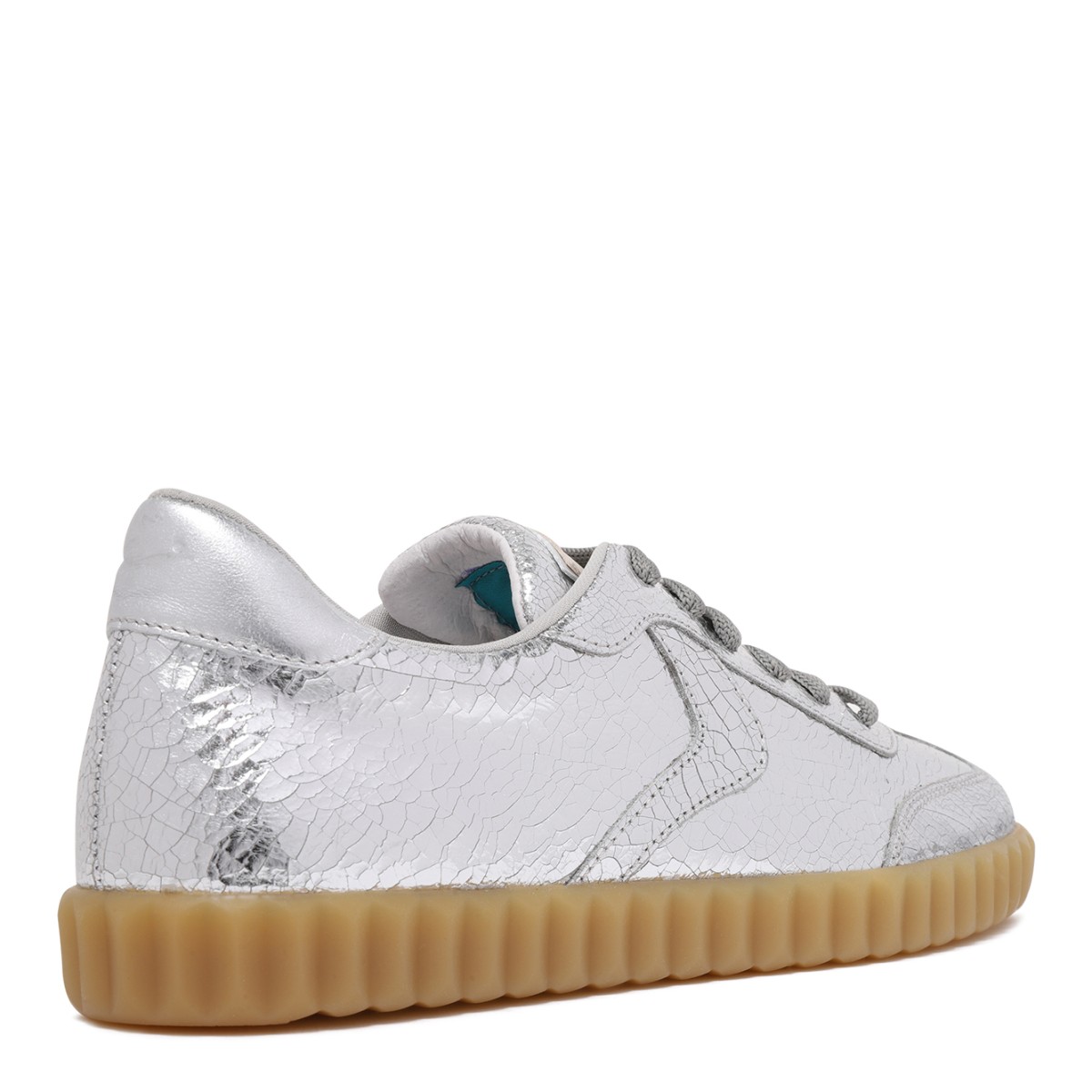 Voile Blanche Silver Metallic Leather Sneakers.