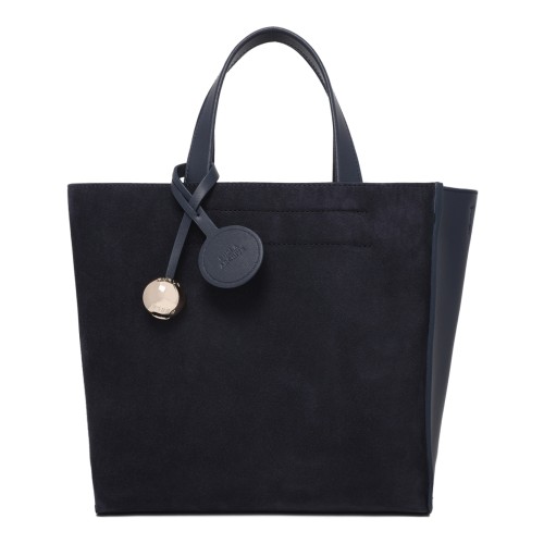 Furla Navy Suede Tote Bag.