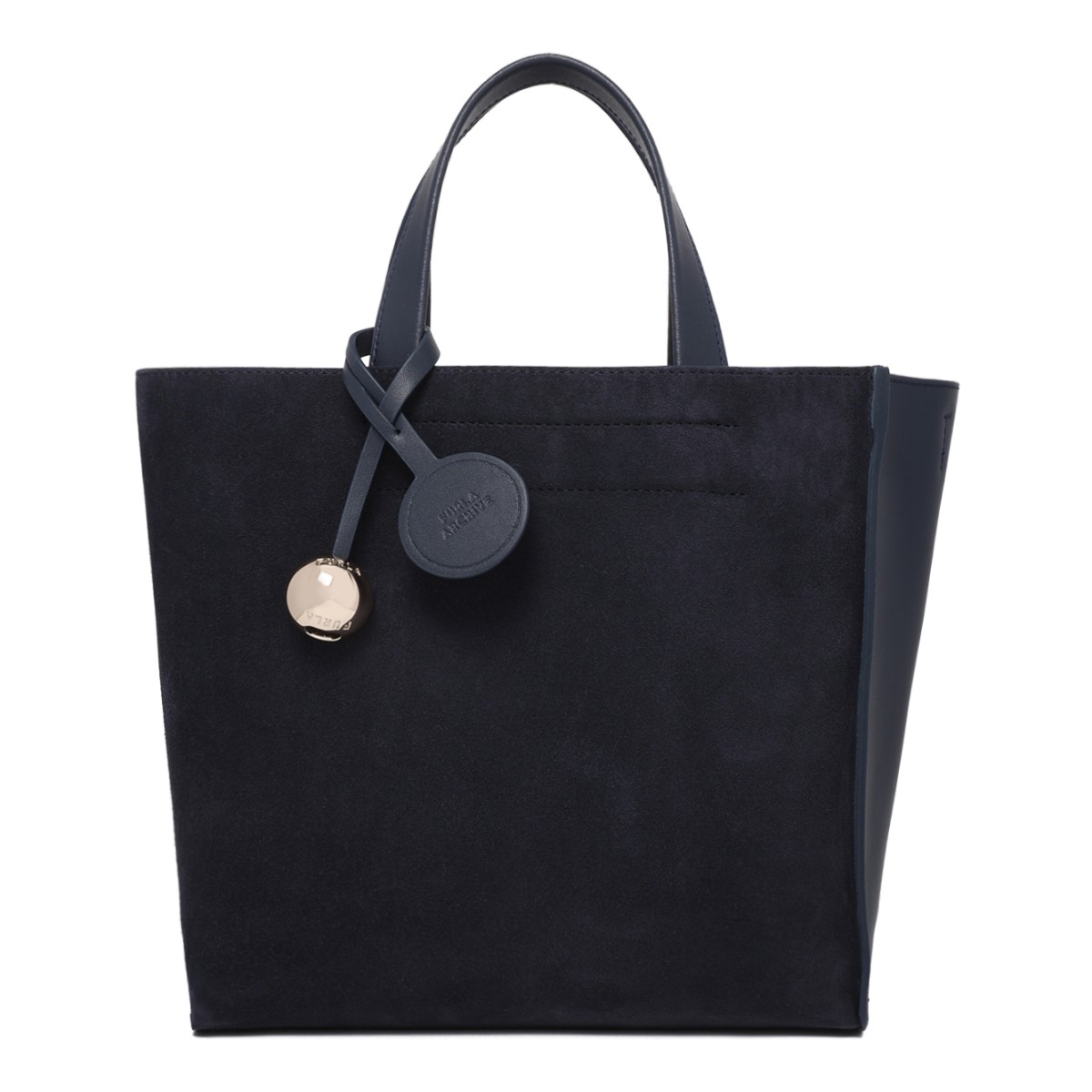 Furla Navy Suede Tote Bag.
