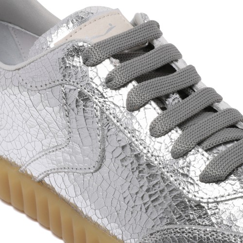 Voile Blanche Silver Metallic Leather Sneakers.
