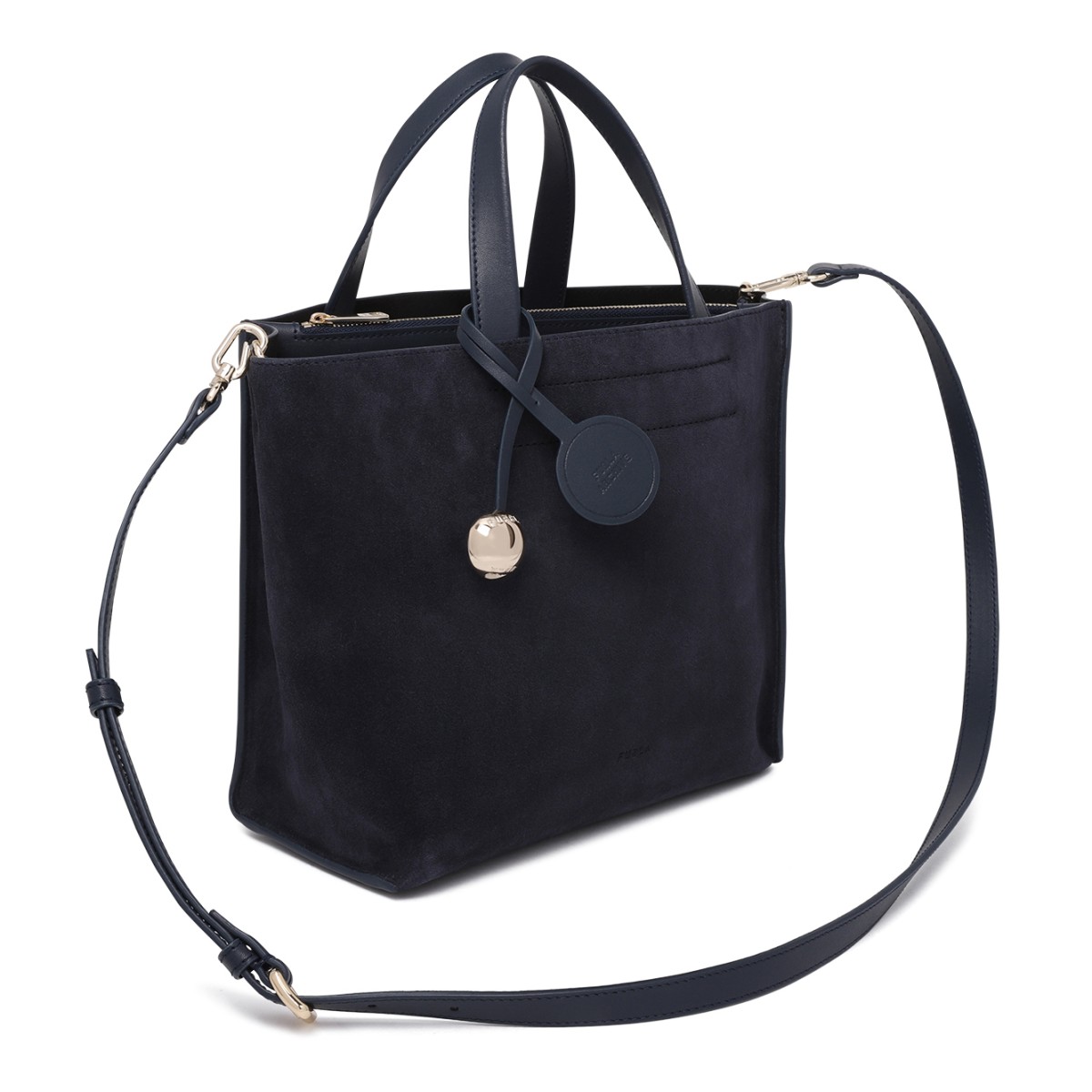 Furla Navy Suede Tote Bag.