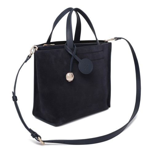 Furla Navy Suede Tote Bag.