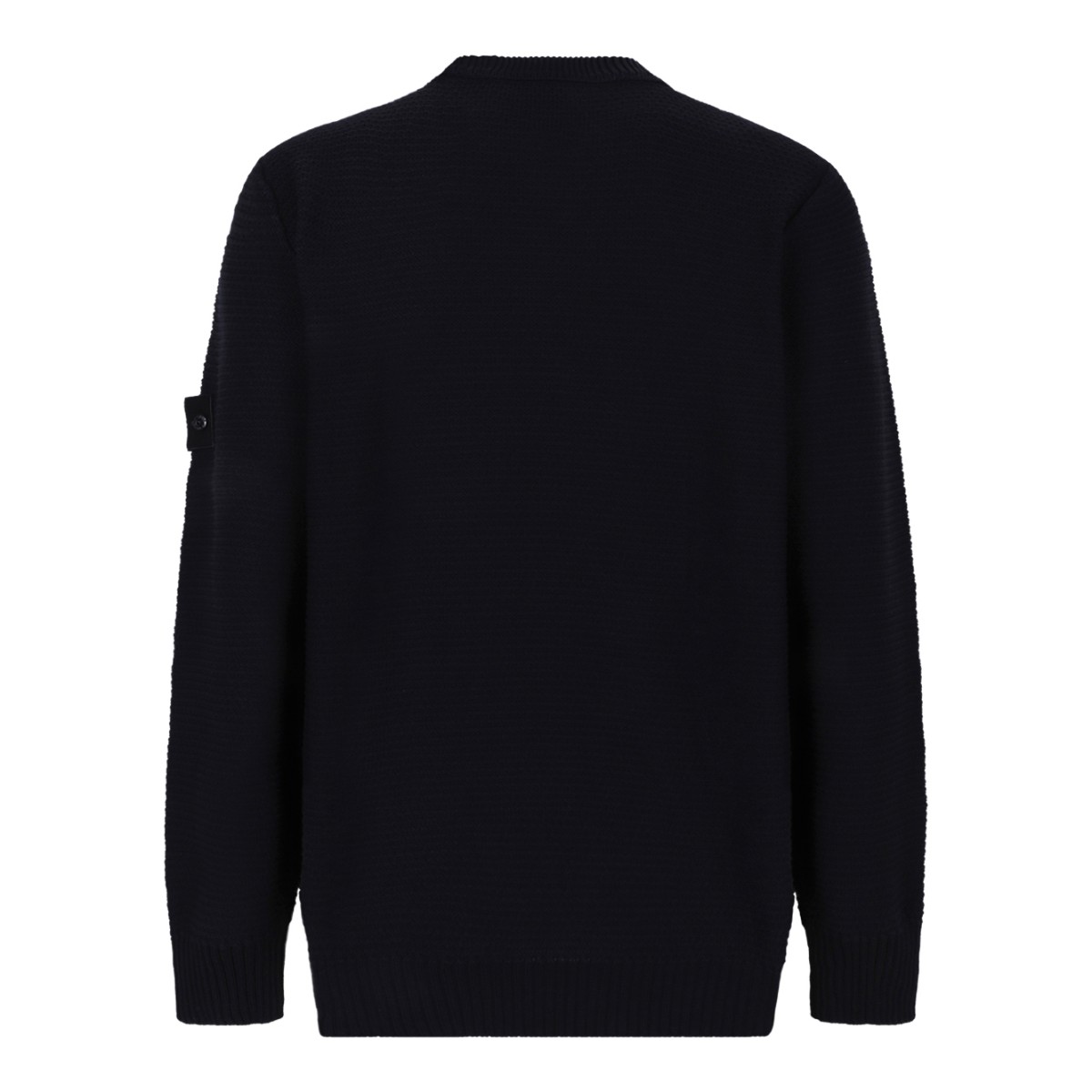 Stone Island Navy Ribbed Knit Sweater.  
