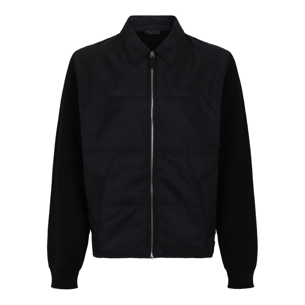 Prada Black Zip-Up Bomber Jacket.
