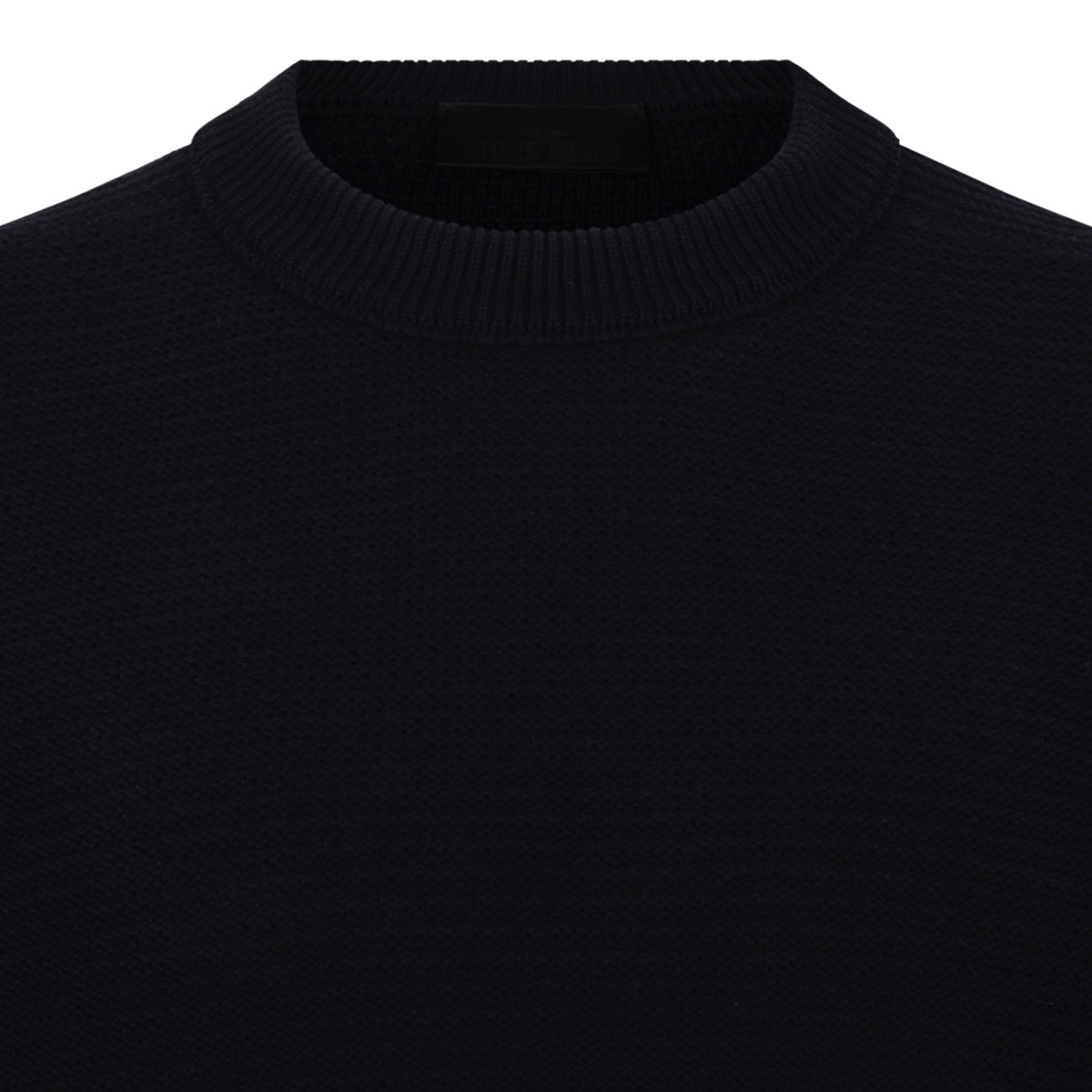Stone Island Navy Ribbed Knit Sweater.  