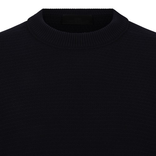 Stone Island Navy Ribbed Knit Sweater.  