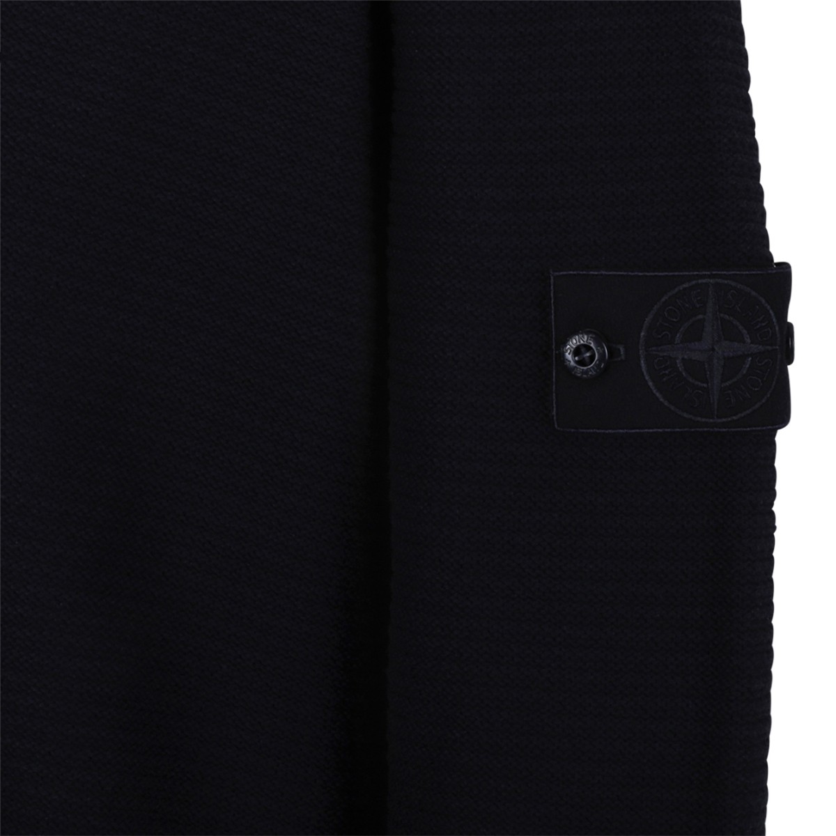 Stone Island Navy Ribbed Knit Sweater.  