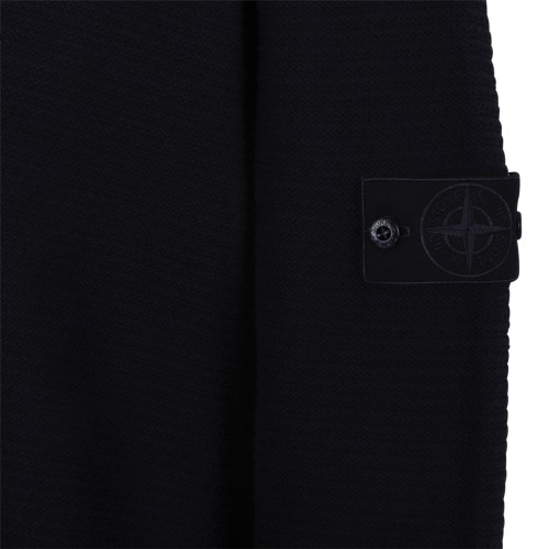 Stone Island Navy Ribbed Knit Sweater.  