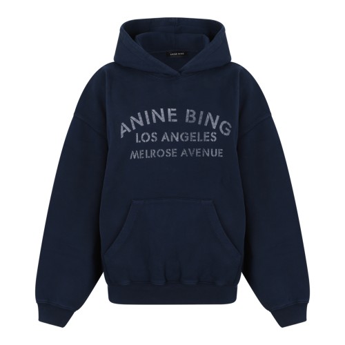 Anine Bing Navy Logo Hoodie.
