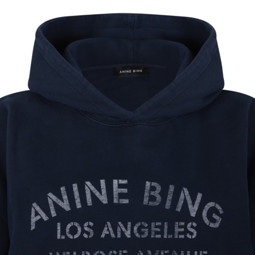 Anine Bing Navy Logo Hoodie.