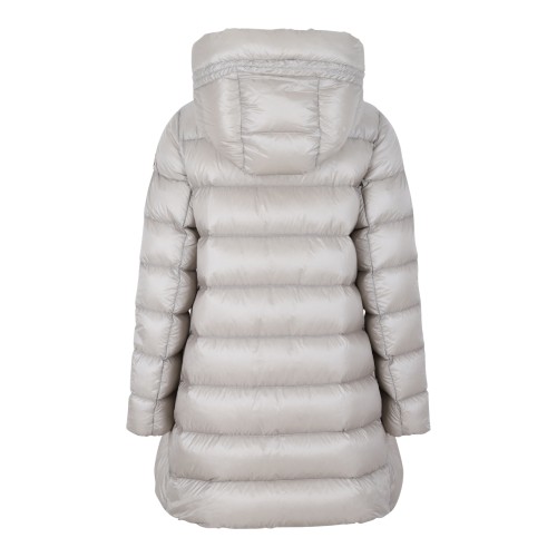 Moncler Light Grey Hooded Down Coat. 2