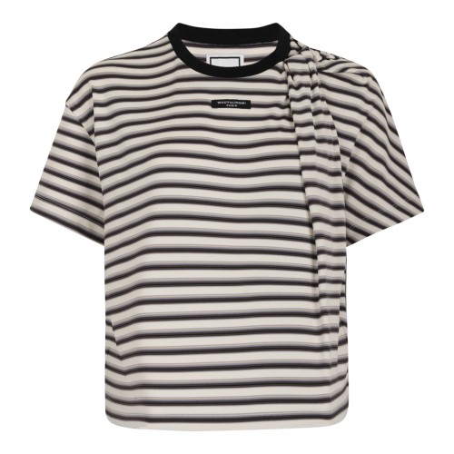 Wooyoungmi Black and White Striped Cotton T-Shirt.