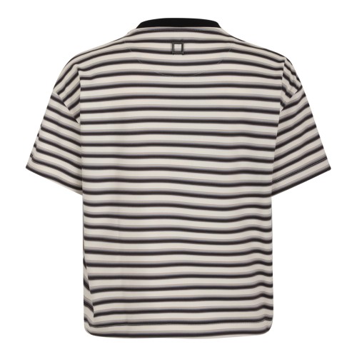 Wooyoungmi Black and White Striped Cotton T-Shirt. 2