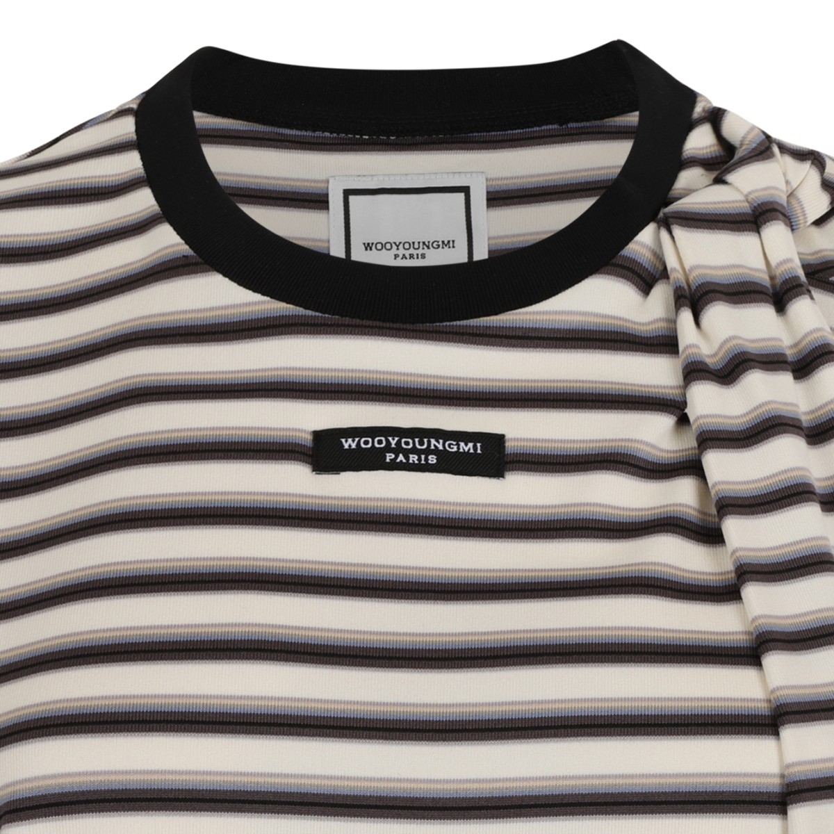 Wooyoungmi Black and White Striped Cotton T-Shirt.