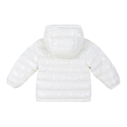 Moncler White Hooded Down Jacket.